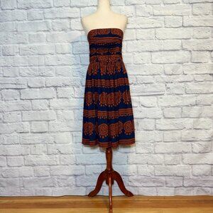 Anthropologie Girls of Savoy Oxidized Medallions Strapless Dress